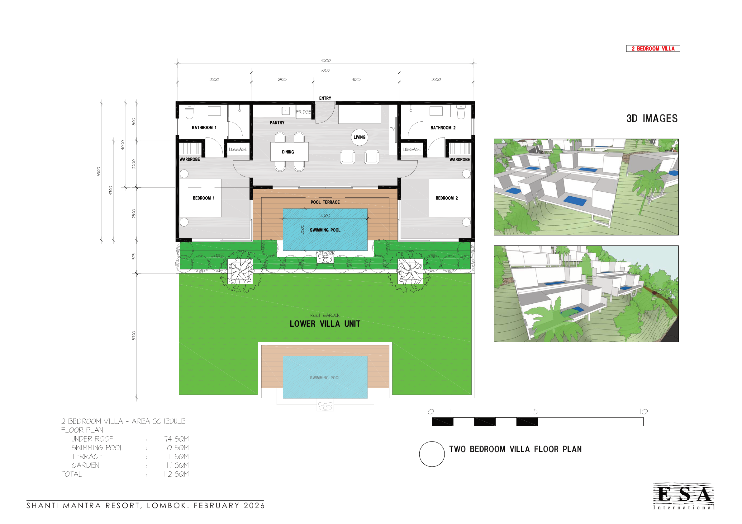 Villa 2 dormitorios — Plano